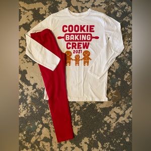 Girl’s Children’s Place Cookie Baking Long Sleeve Tee and Leggings Size 10/12